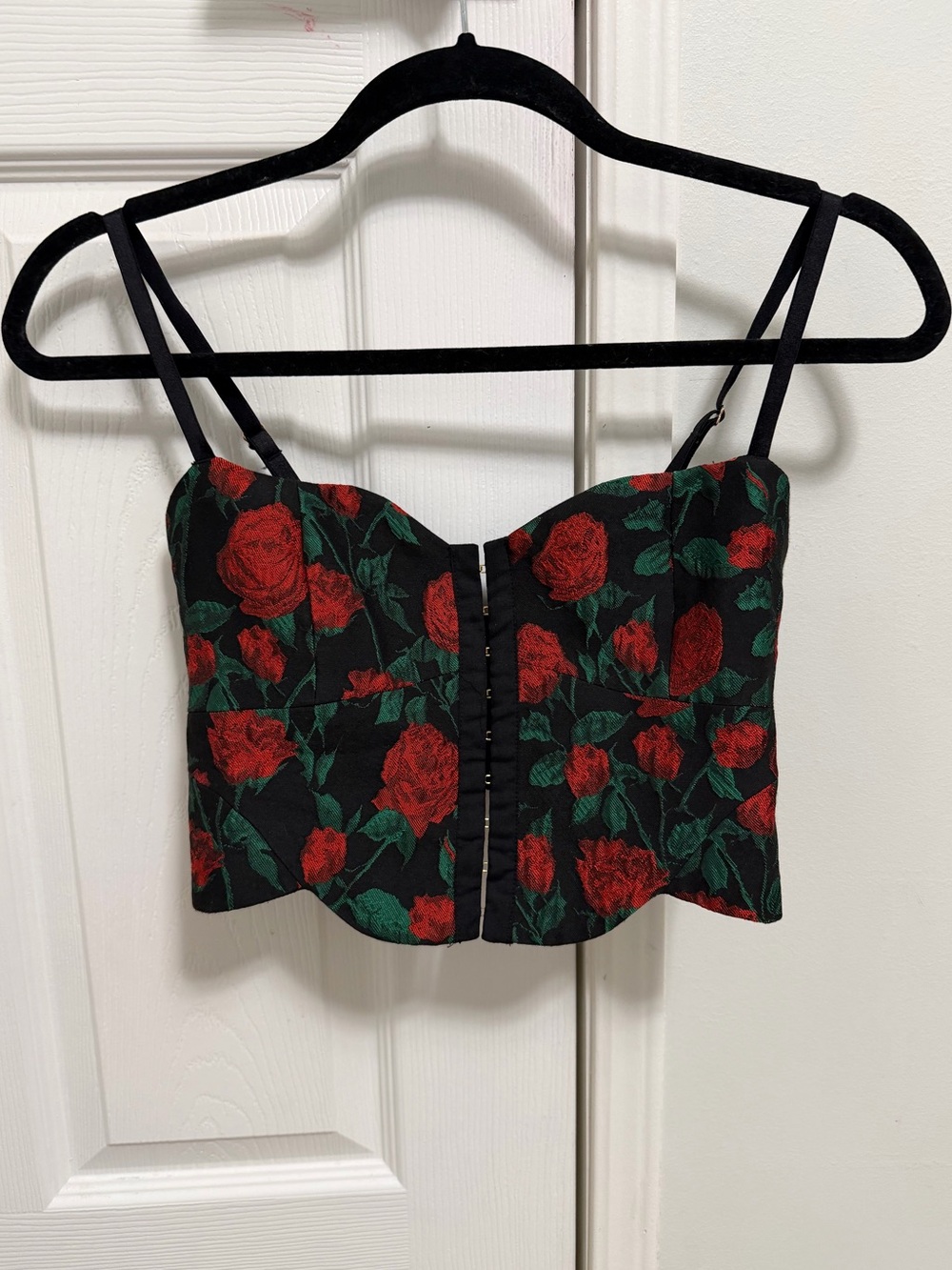 For Love And Lemons Black Rose Bustier Crop Top